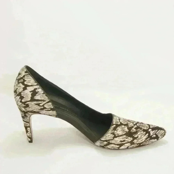 10 Derek Crosby Lam Abstract Animal Print Calf Pony Hair D’Orsay Heels - Picture 2 of 8